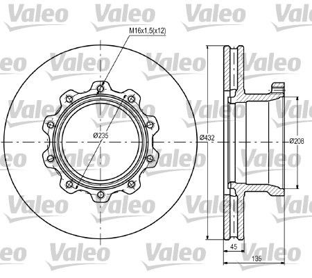 VALEO 187077: Piduriketas Esisild, Ø: 432mm, õhutusega, Ø: 432mm