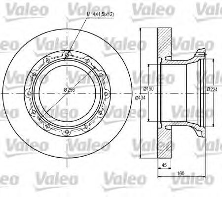 VALEO 187088: Piduriketas Esisild, Ø: 434mm, täis, Ø: 434mm