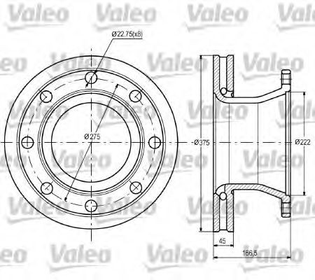 VALEO 187092: Piduriketas Tagasild, Ø: 375mm, õhutusega, Ø: 375mm