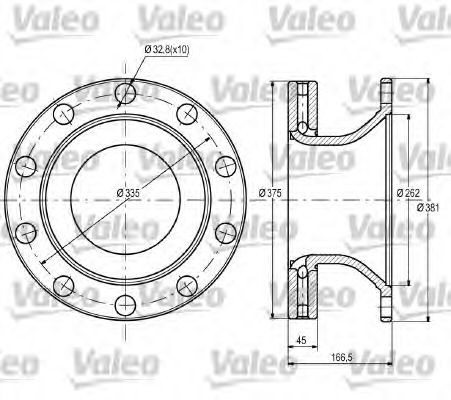 VALEO 187095: Stabdžių diskas galinė ašis, Ø: 375mm, ventiliuojama, Ø: 375mm