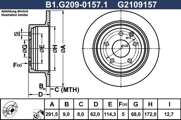 GALFER B1.G209-0157.1: Piduriketas Ø: 291,5mm, täis, Ø: 291,5mm, kaetud