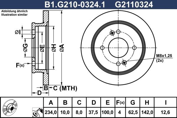 GALFER B1.G210-0324.1: Piduriketas Ø: 234,0mm, täis, Ø: 234,0mm, kaetud