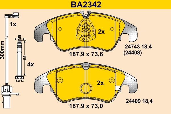 Barum BA2342: Piduriklotsid koos pidurisadula kruvidega