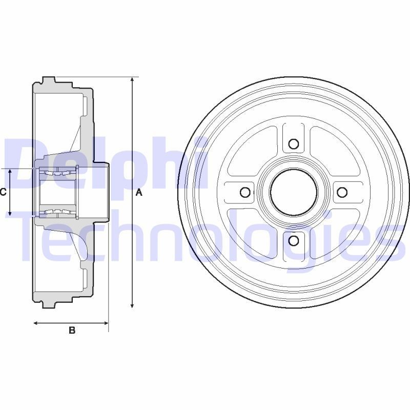 DELPHI BFR496: Piduritrummel 237mm, koos ABS-andurirõngaga, koos rattalaagriga