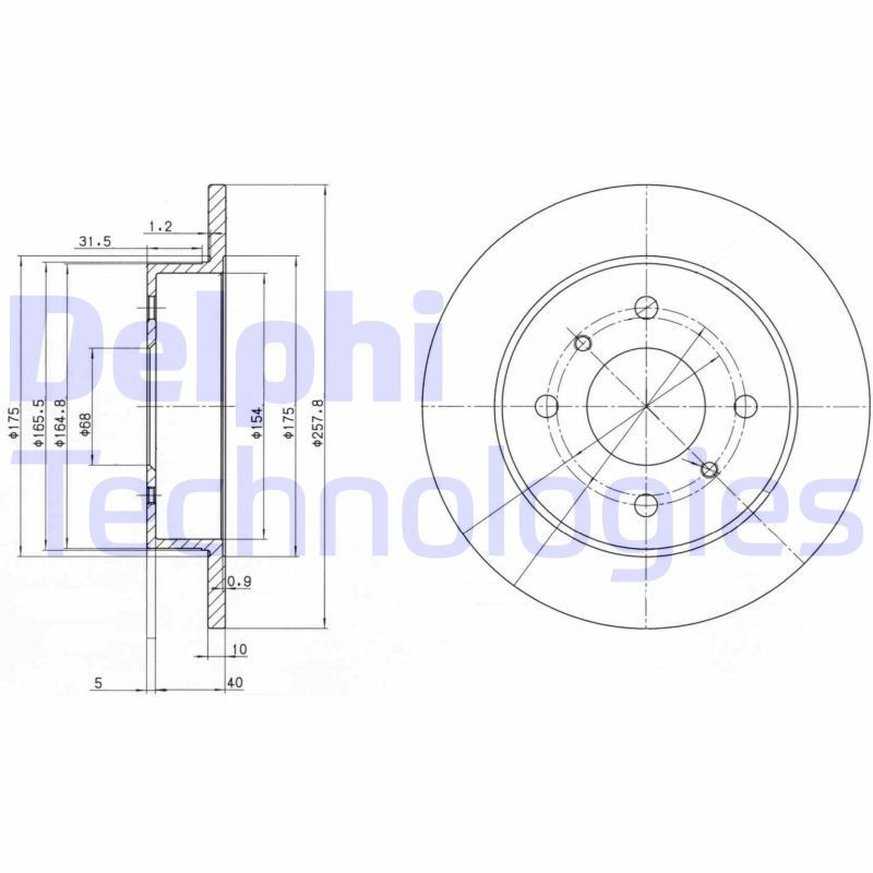 DELPHI BG2633C: Piduriketas Ø: 258mm, täis, Ø: 258mm, kaetud