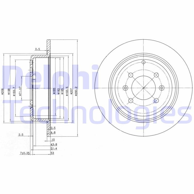 DELPHI BG2873C: Piduriketas Ø: 290mm, täis, Ø: 290mm, kaetud