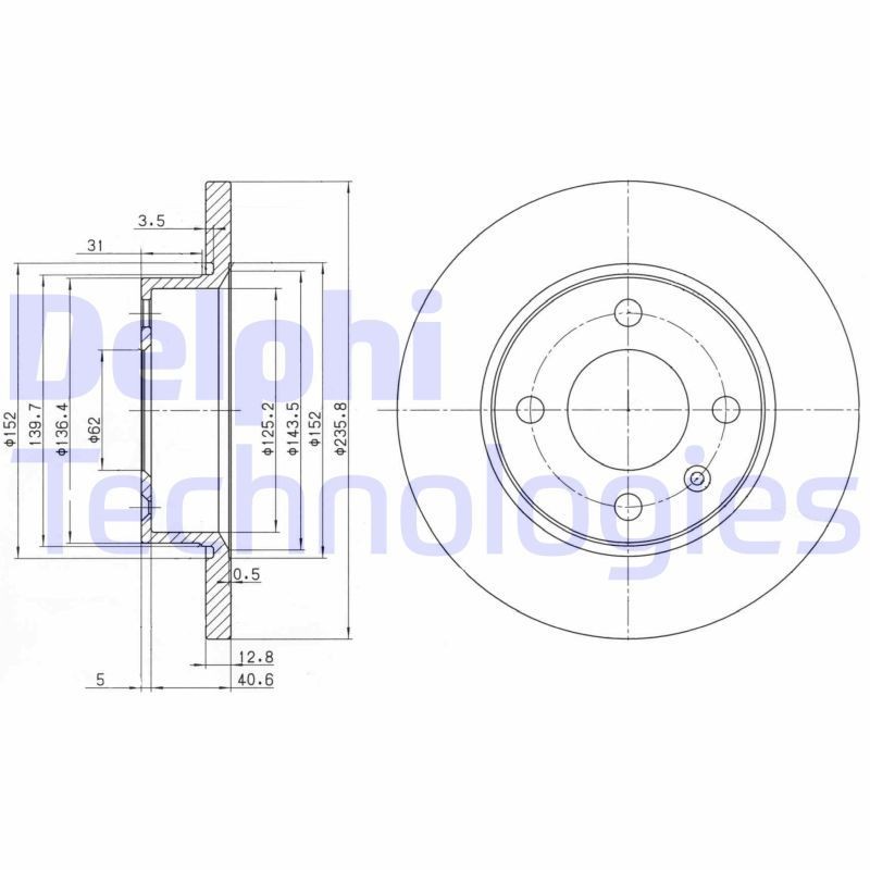 DELPHI BG2910C: Piduriketas Ø: 236mm, täis, Ø: 236mm, kaetud