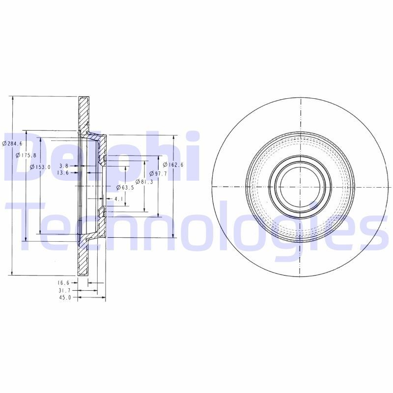 DELPHI BG3416C: Piduriketas Ø: 280mm, täis, Ø: 280mm, kaetud