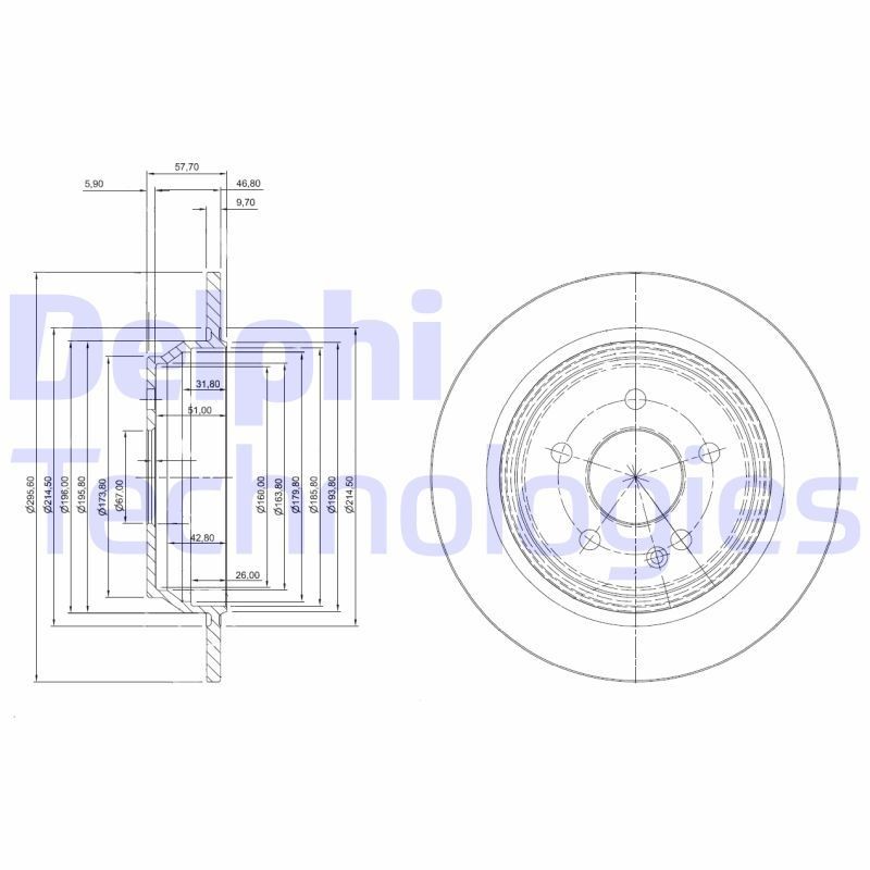 DELPHI BG3969C: Bremseskive Ø: 296mm, fuldstændigt, Ø: 296mm, coatet