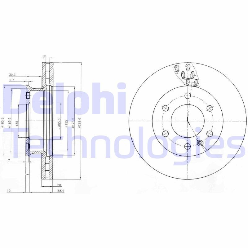 DELPHI BG4032C: Piduriketas Ø: 300mm, õhutusega, Ø: 300mm, kaetud