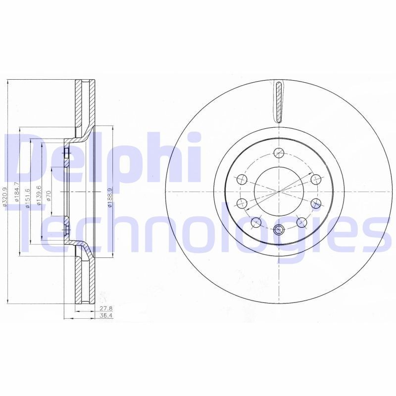 DELPHI BG4185C: Piduriketas Ø: 321mm, õhutusega, Ø: 321mm, kaetud