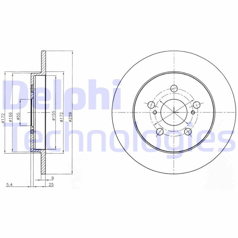 DELPHI BG4201C: Jarrulevy Ø: 259mm, täysi, Ø: 259mm, pinnoitettu