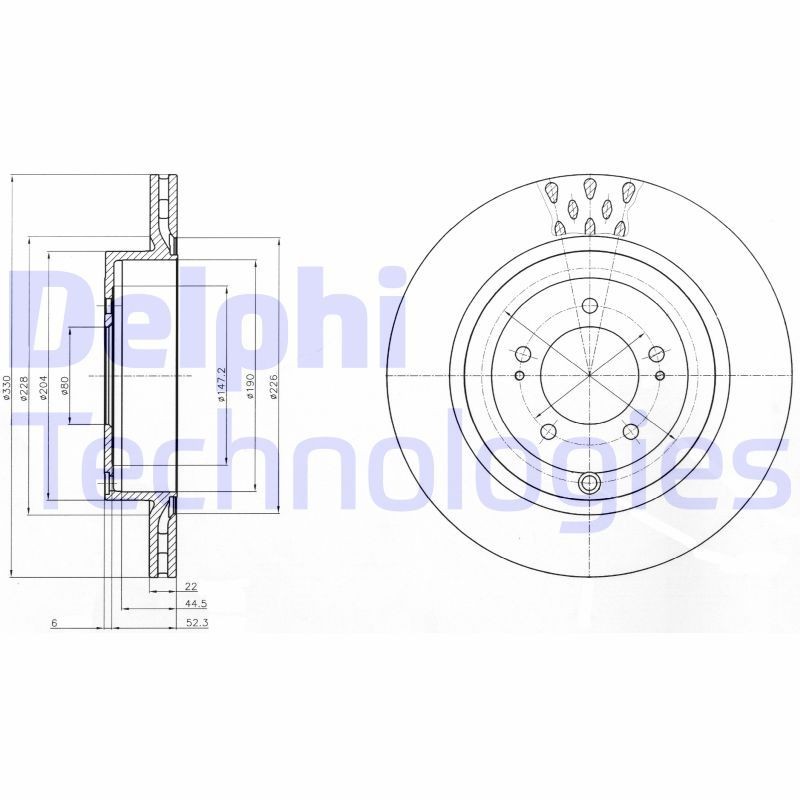 DELPHI BG4204C: Piduriketas Ø: 330mm, õhutusega, Ø: 330mm, kaetud