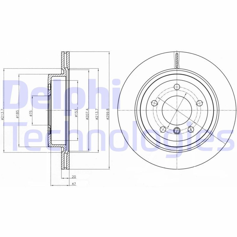 DELPHI BG4223C: Piduriketas Ø: 300mm, õhutusega, Ø: 300mm, kaetud
