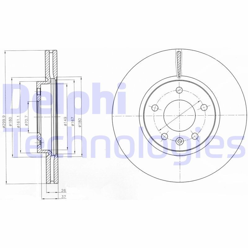 DELPHI BG4278-C: Piduriketas Ø: 300mm, õhutusega, Ø: 300mm, õlitatud