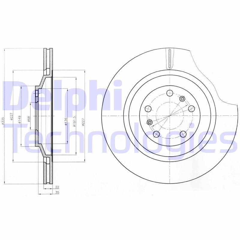 DELPHI BG4292C: Piduriketas Ø: 335mm, õhutusega, Ø: 335mm, kaetud