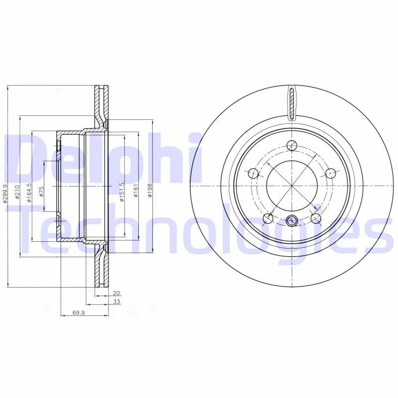 DELPHI BG4293C: Piduriketas Ø: 300mm, õhutusega, Ø: 300mm, kaetud