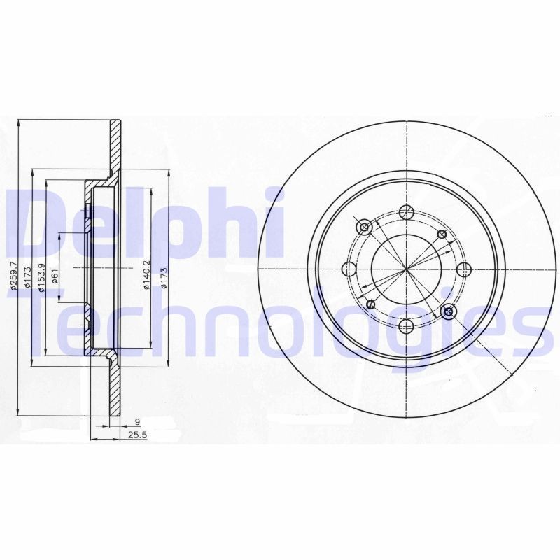 DELPHI BG4385C: Piduriketas Ø: 260mm, täis, Ø: 260mm, kaetud