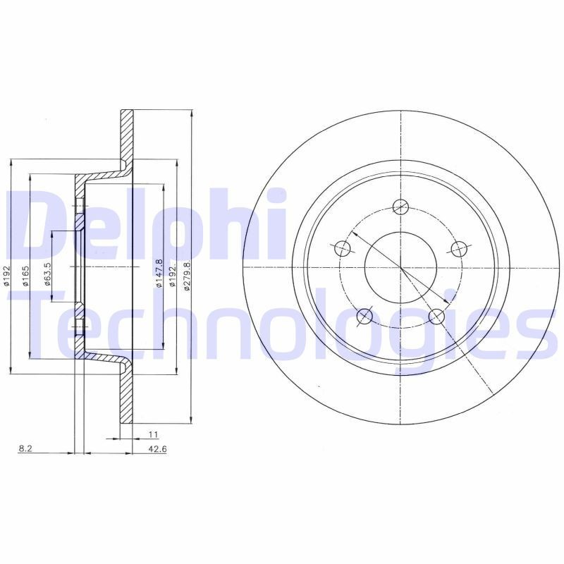 DELPHI BG4533C: Piduriketas Ø: 280mm, täis, Ø: 280mm, kaetud