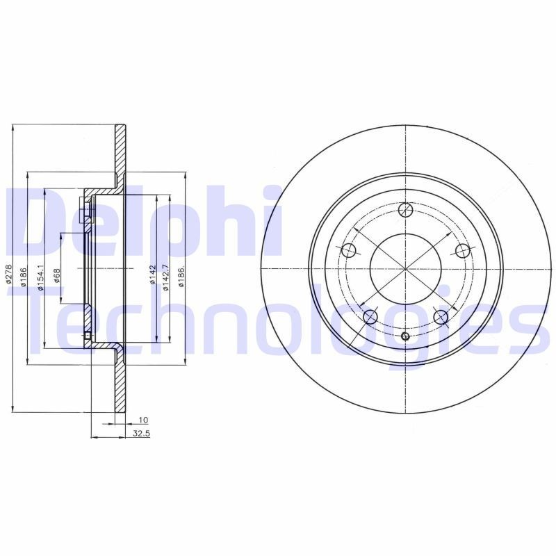DELPHI BG4534C: Piduriketas Ø: 278mm, täis, Ø: 278mm, kaetud