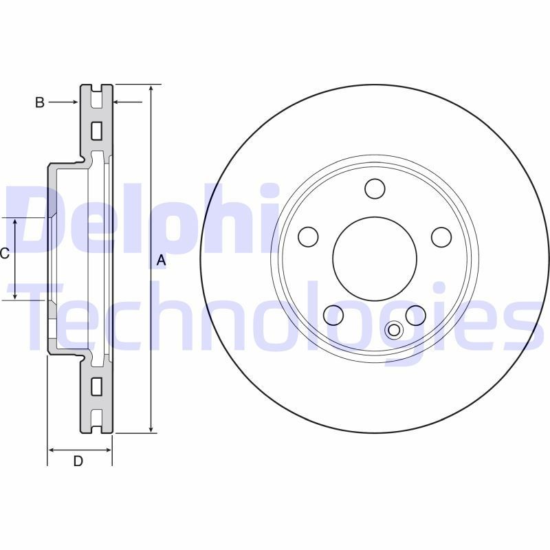 DELPHI BG4554C: Piduriketas Ø: 280mm, õhutusega, Ø: 280mm, kaetud