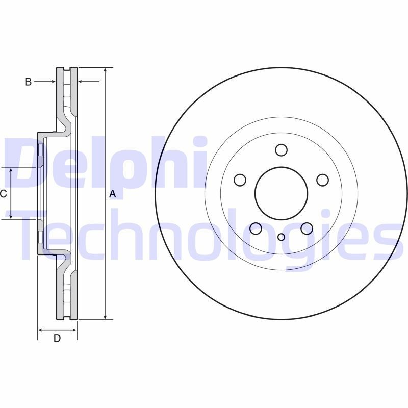 DELPHI BG4654C: Piduriketas Ø: 284mm, õhutusega, Ø: 284mm, kaetud