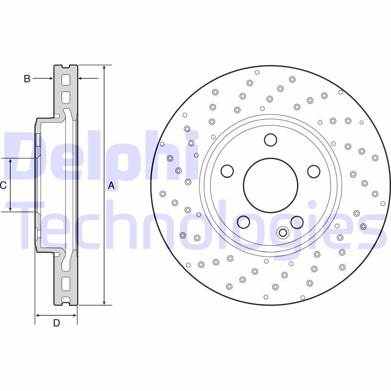 DELPHI BG4657C: Piduriketas Ø: 295mm, õhutusega, perforeeritud, Ø: 295mm, kaetud