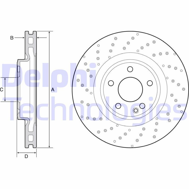 DELPHI BG4658C: Piduriketas Ø: 320mm, õhutusega, perforeeritud, Ø: 320mm, kaetud