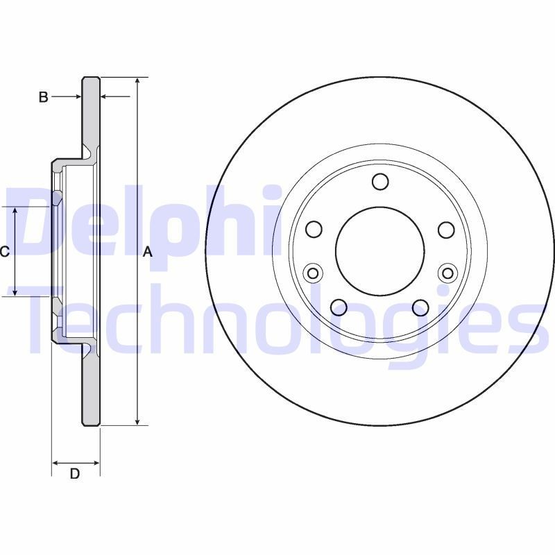 DELPHI BG4661C: Piduriketas Ø: 268mm, täis, Ø: 268mm, kaetud