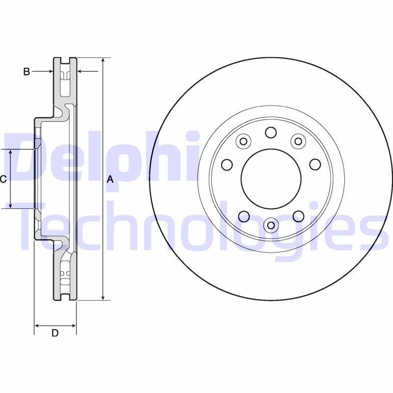 DELPHI BG4674C: Bremseskive Ø: 283mm, ventileret, Ø: 283mm, coatet