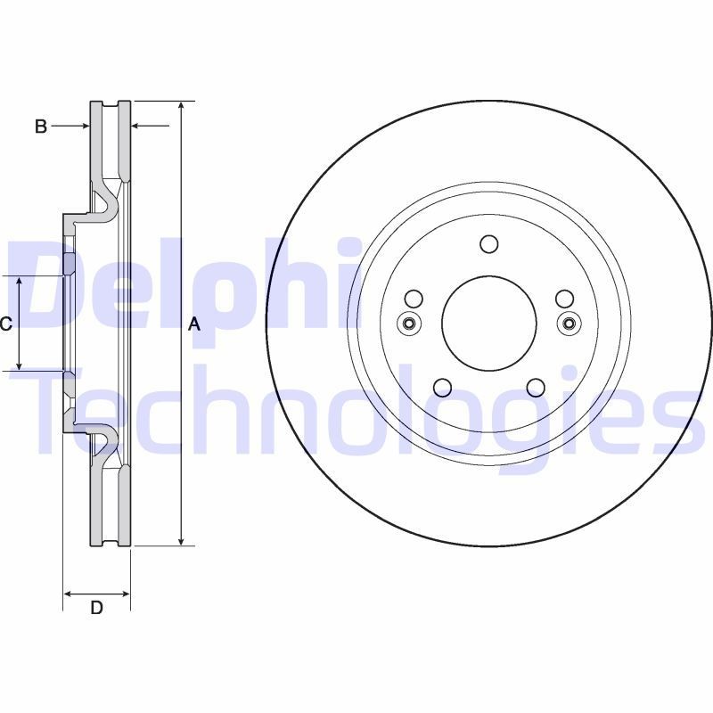 DELPHI BG4683C: Piduriketas Ø: 320mm, õhutusega, Ø: 320mm, kaetud