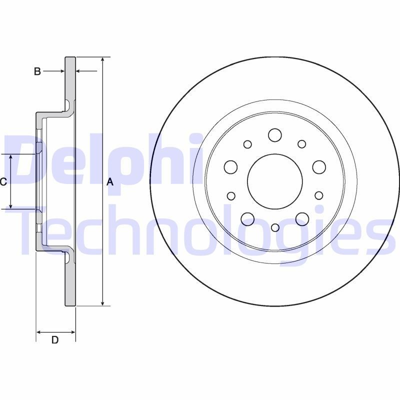 DELPHI BG4690C: Piduriketas Ø: 264mm, täis, Ø: 264mm, kaetud