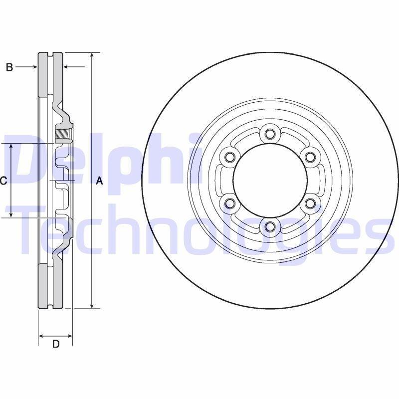 DELPHI BG4697C: Piduriketas Ø: 300mm, õhutusega, Ø: 300mm, kaetud