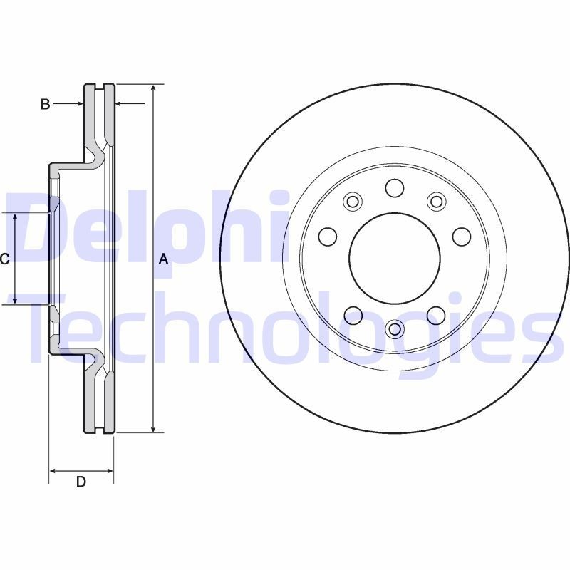 DELPHI BG4700C: Disco freno Ø: 266mm, ventilato, Ø: 266mm, rivestito