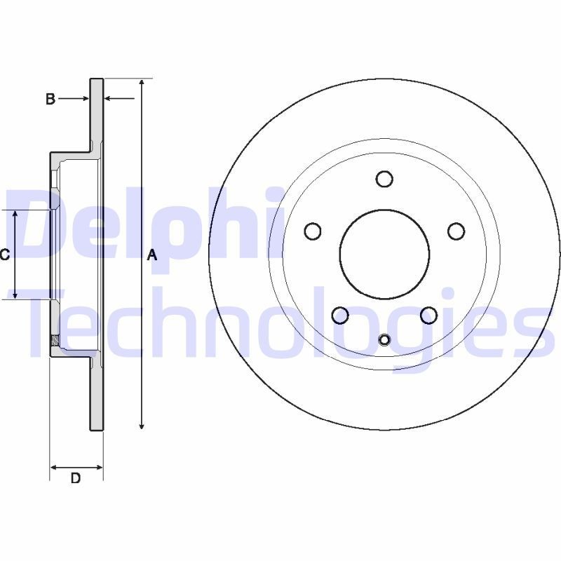 DELPHI BG4707C: Piduriketas Ø: 265mm, täis, Ø: 265mm, kaetud