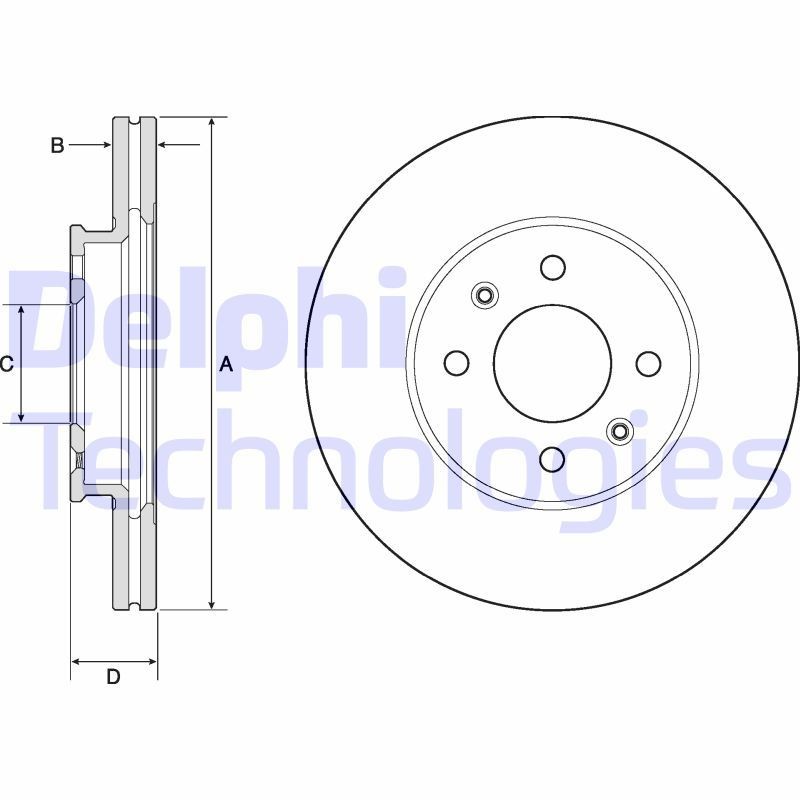 DELPHI BG4744C: Bremseskive Ø: 256mm, ventileret, Ø: 256mm, coatet