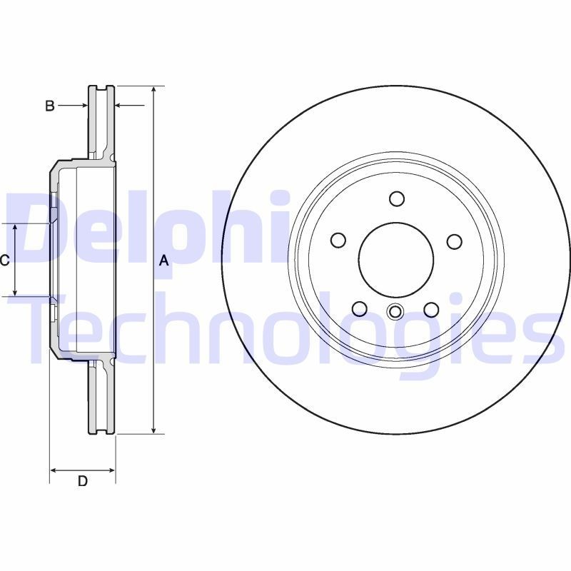 DELPHI BG4753C: Piduriketas Ø: 345mm, õhutusega, Ø: 345mm, kaetud