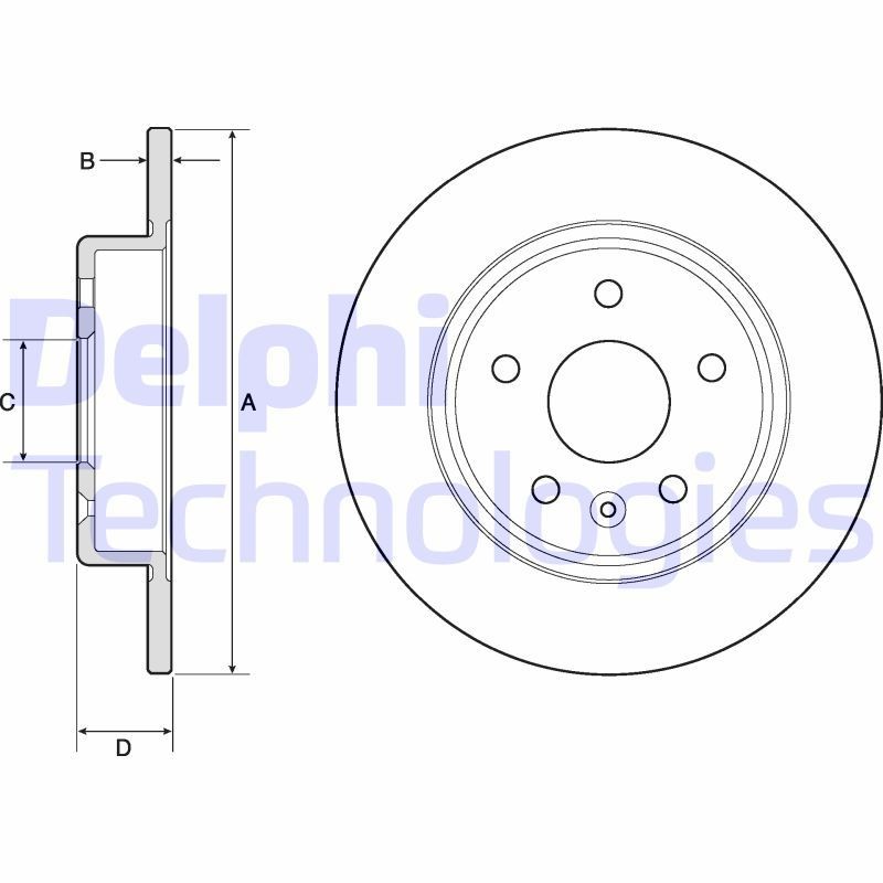 DELPHI BG4761C: Bremžu diski Ø: 264mm, pilnīgi, Ø: 264mm, pārklāts