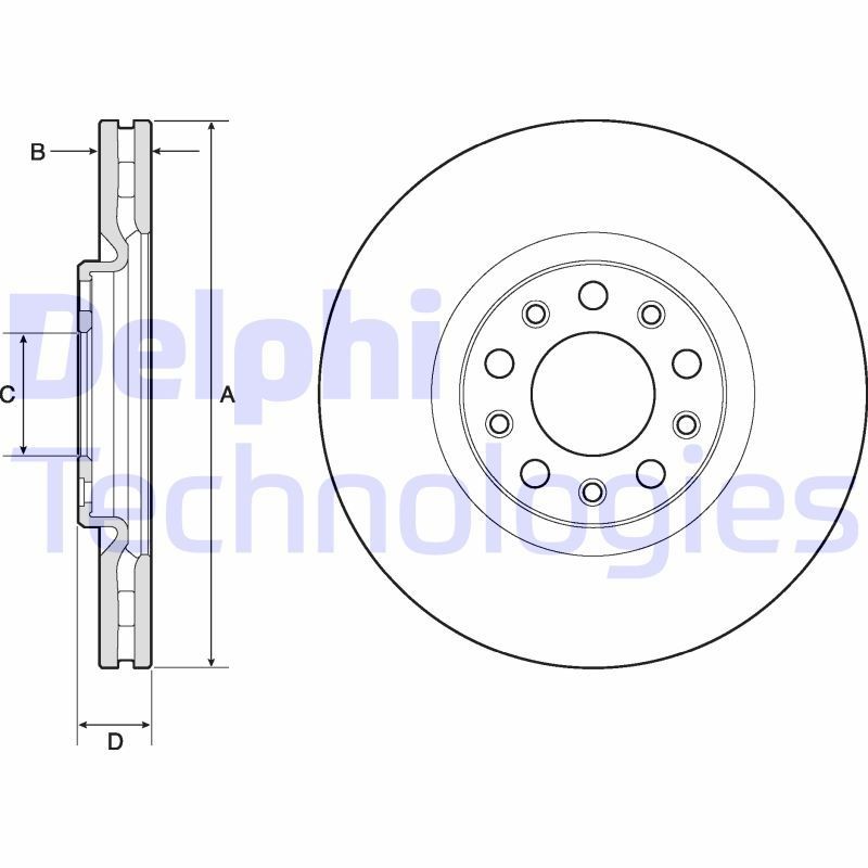 DELPHI BG4763C: Piduriketas Ø: 305mm, õhutusega, Ø: 305mm, kaetud