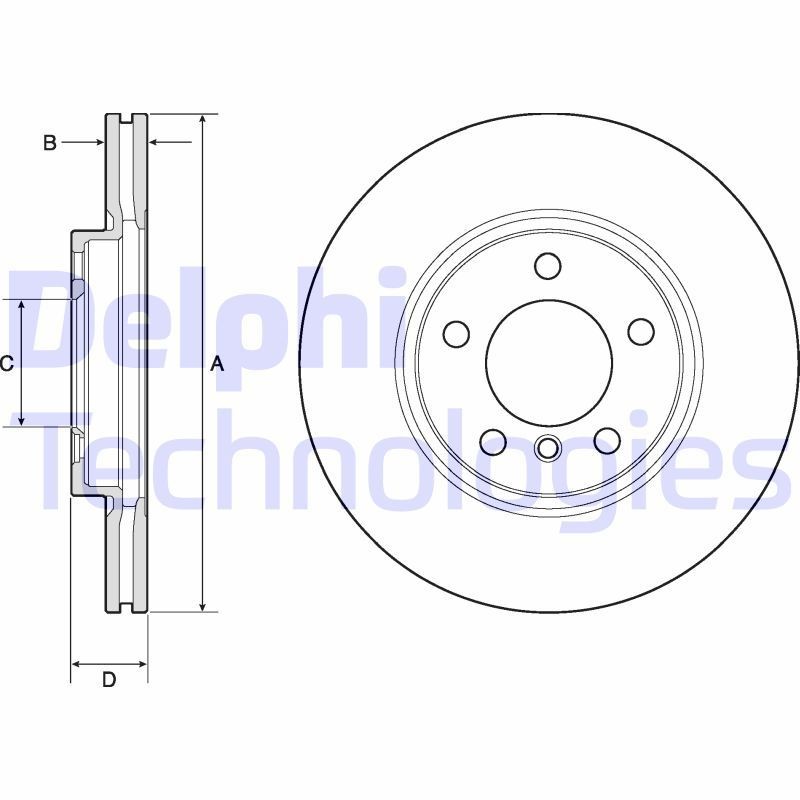 DELPHI BG4771C: Piduriketas Ø: 307mm, õhutusega, Ø: 307mm, kaetud