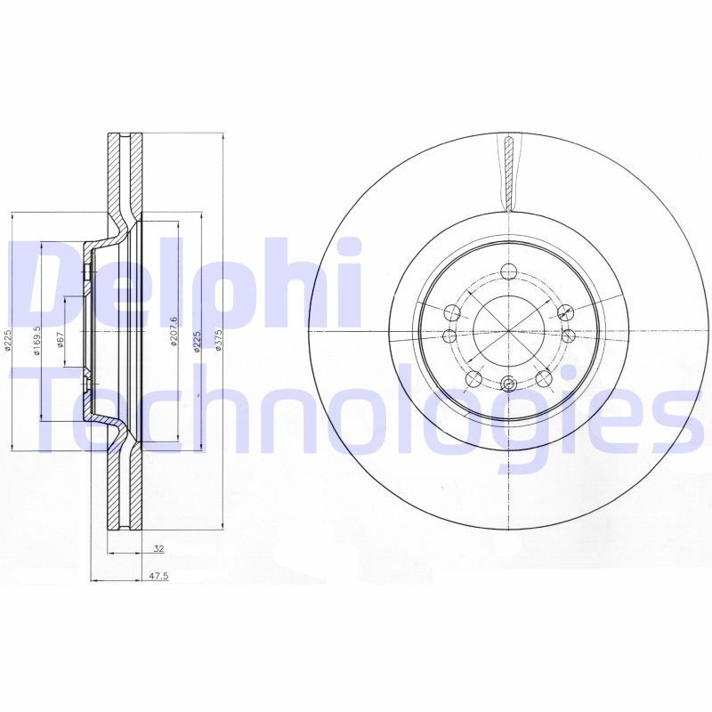 DELPHI BG9060C: Piduriketas Ø: 375mm, õhutusega, Ø: 375mm, kaetud