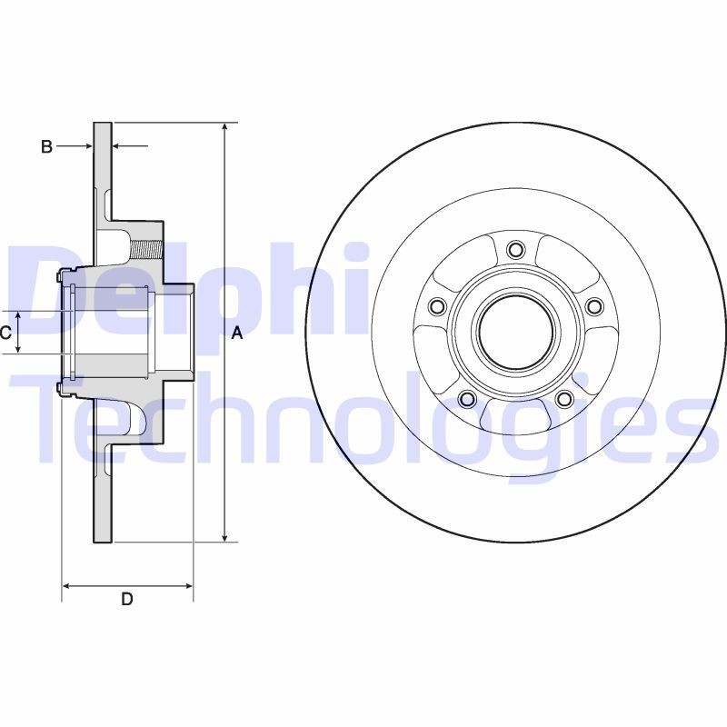 DELPHI BG9134RS: Спирачен диск Ø: 290mm, плътен, Ø: 290mm, омаслен, с колесен лагер, с датчик-пръстен за ABS
