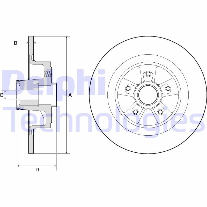 DELPHI BG9136RS: Δισκόπλακα Ø: 300mm, πλήρες, Ø: 300mm, λαδωμένο, με ρουλεμάν τροχού, με δακτύλιο αισθητήρα του ABS