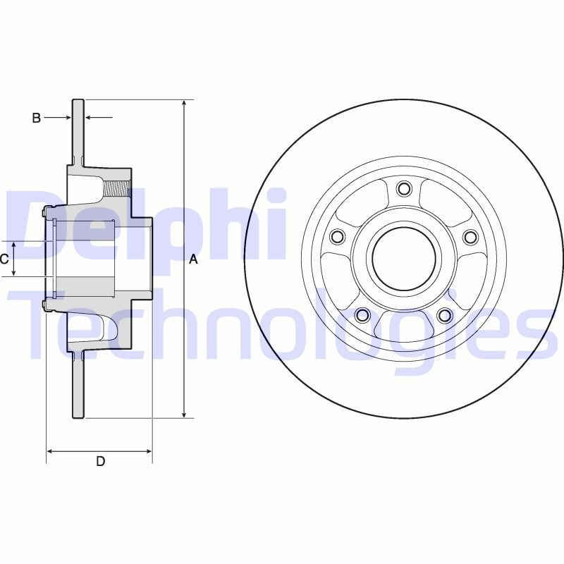 DELPHI BG9137RSC: Piduriketas Ø: 260mm, täis, Ø: 260mm, kaetud, koos rattakeskmega
