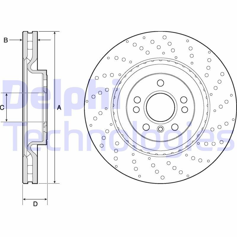 DELPHI BG9149C: Piduriketas Ø: 350mm, õhutusega, perforeeritud, Ø: 350mm, kaetud