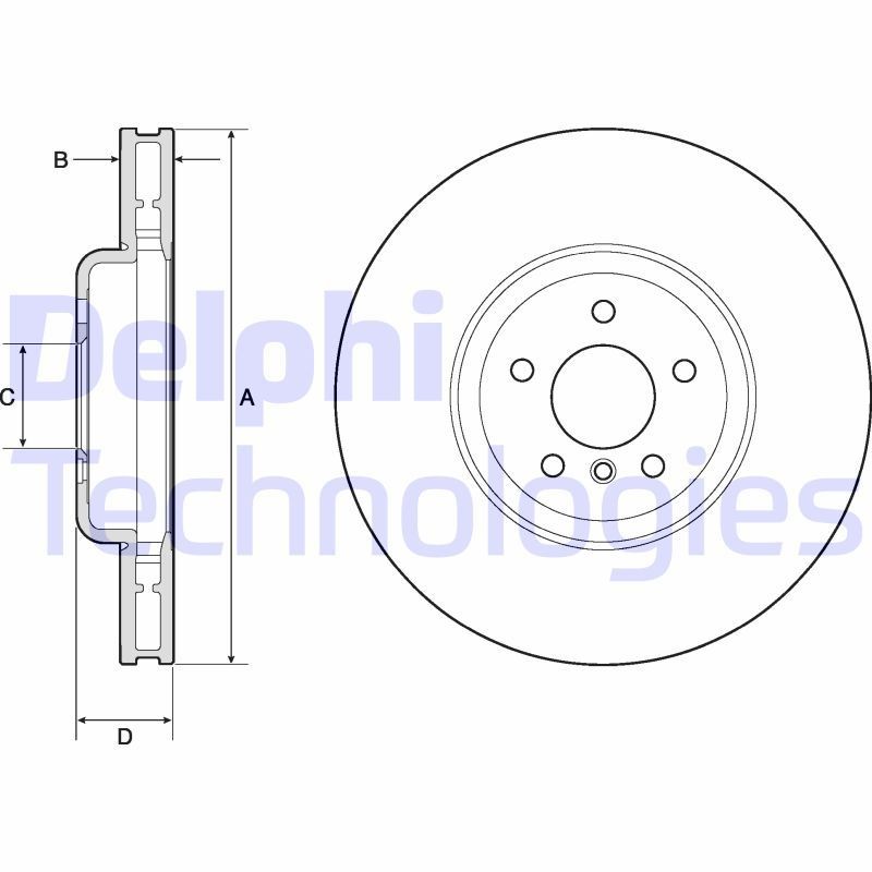 DELPHI BG9161C: Piduriketas Ø: 374mm, õhutusega, Ø: 374mm, kaetud