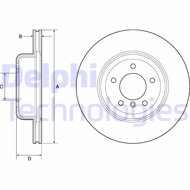 DELPHI BG9162C: Piduriketas Ø: 330mm, õhutusega, Ø: 330mm, kaetud