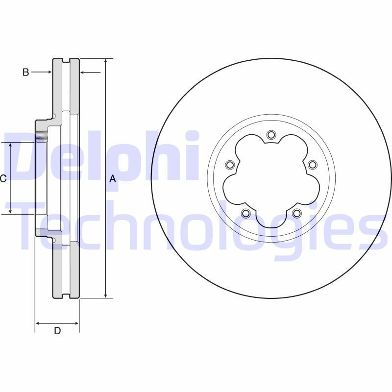 DELPHI BG9176C: Piduriketas Ø: 308mm, õhutusega, Ø: 308mm, kaetud