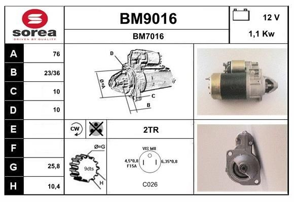 SNRA BM9016: Starter 1,1kW