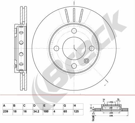 BRECK BR 317 VA100: Piduriketas Ø: 239mm, õhutusega, Ø: 239mm, kaetud, ilma rattalaagrita